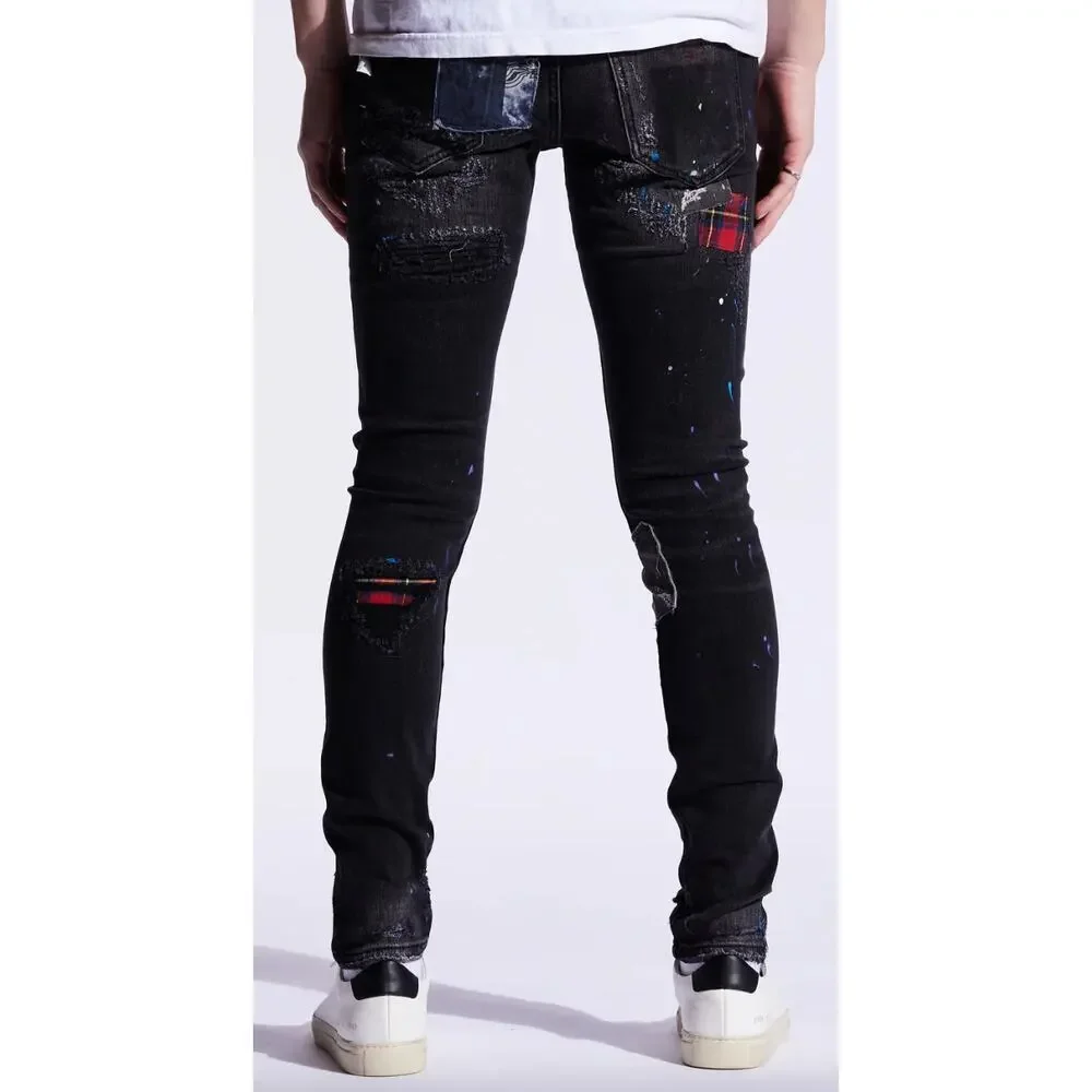 NWT Embellish Denim Enzo Denim, Black/Blue Patchwork, Mens 40, 140$ SOLD OUT! - Picture 2 of 6